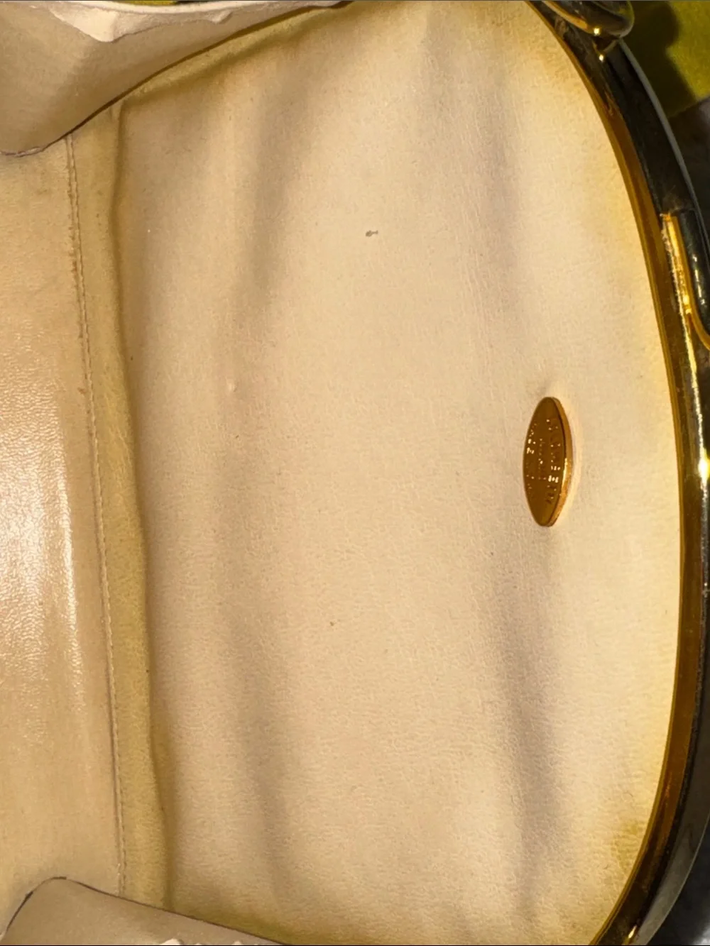 Cream Dome Clutch with Gold Chain Strap